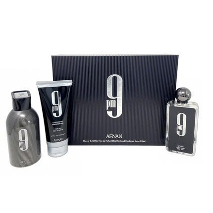 Afnan 9 PM Gift Set Eau de Parfum 100ml Shower Gel 200ml Deo 250ml for Men